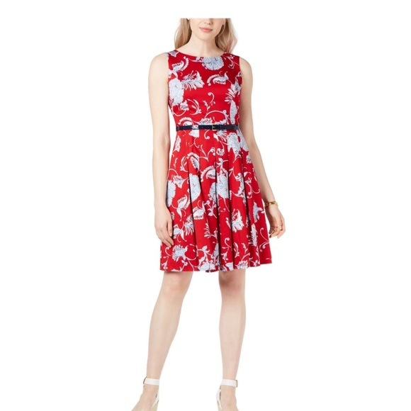 TOMMY HILFIGER RED FLORAL WOMENS DRESS SIZE 10. NEW WITHOUT TAGS - Picture 10 of 13